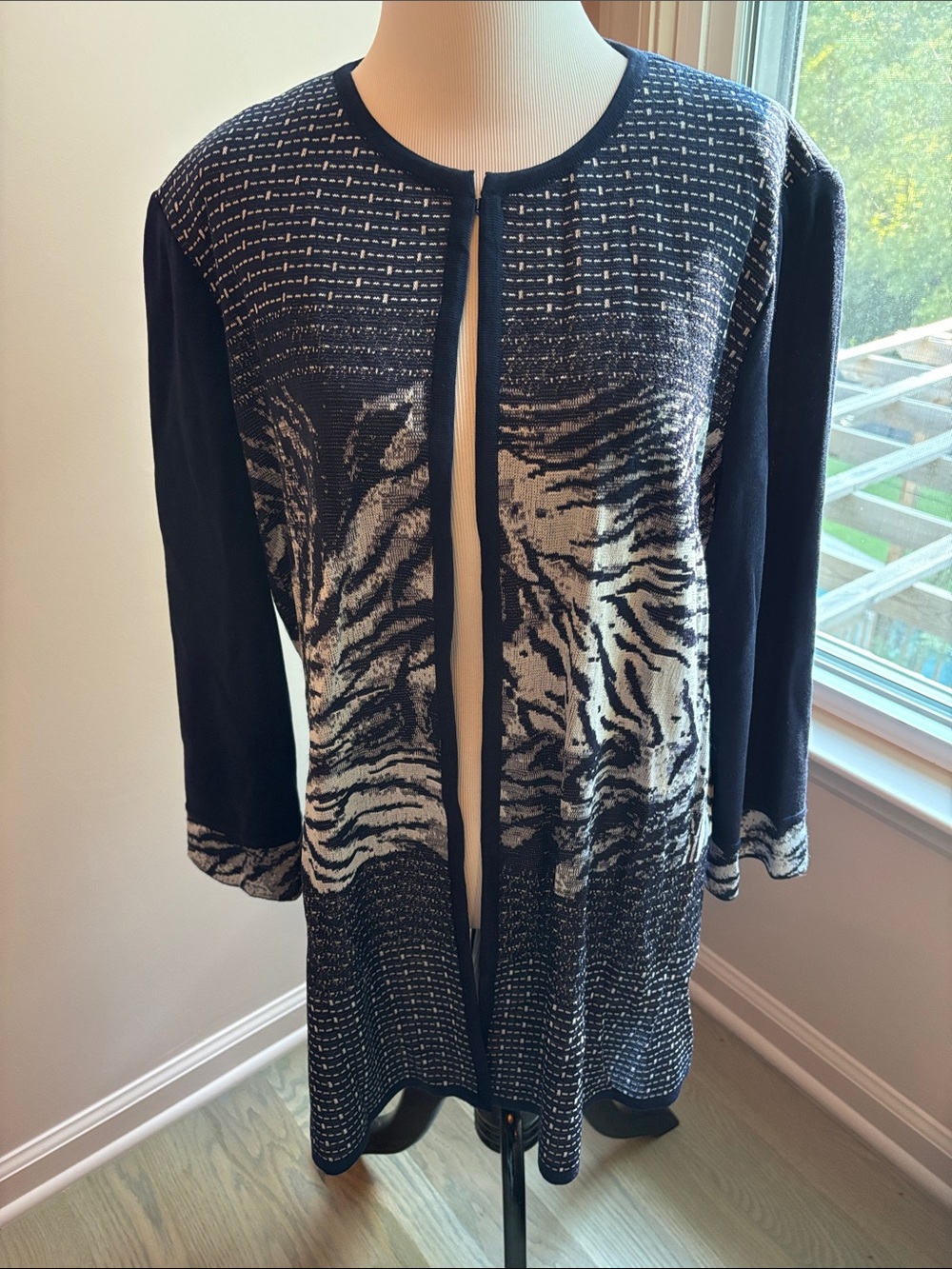 MING WANG Navy Abstract Jacket NWT Size XL